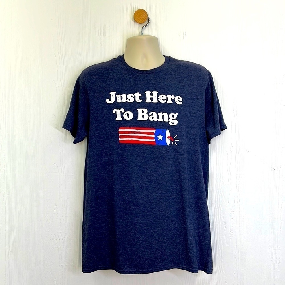 Delta - Just Here To Bang Navy Firecracker Graphic Short Sleeve T Shirt Size L